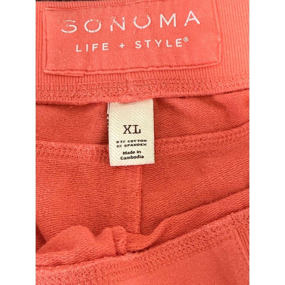 Sonoma Goods For Life Womens XL Coral‎  French Terry Lounge Shorts Drawstring - Picture 2 of 9